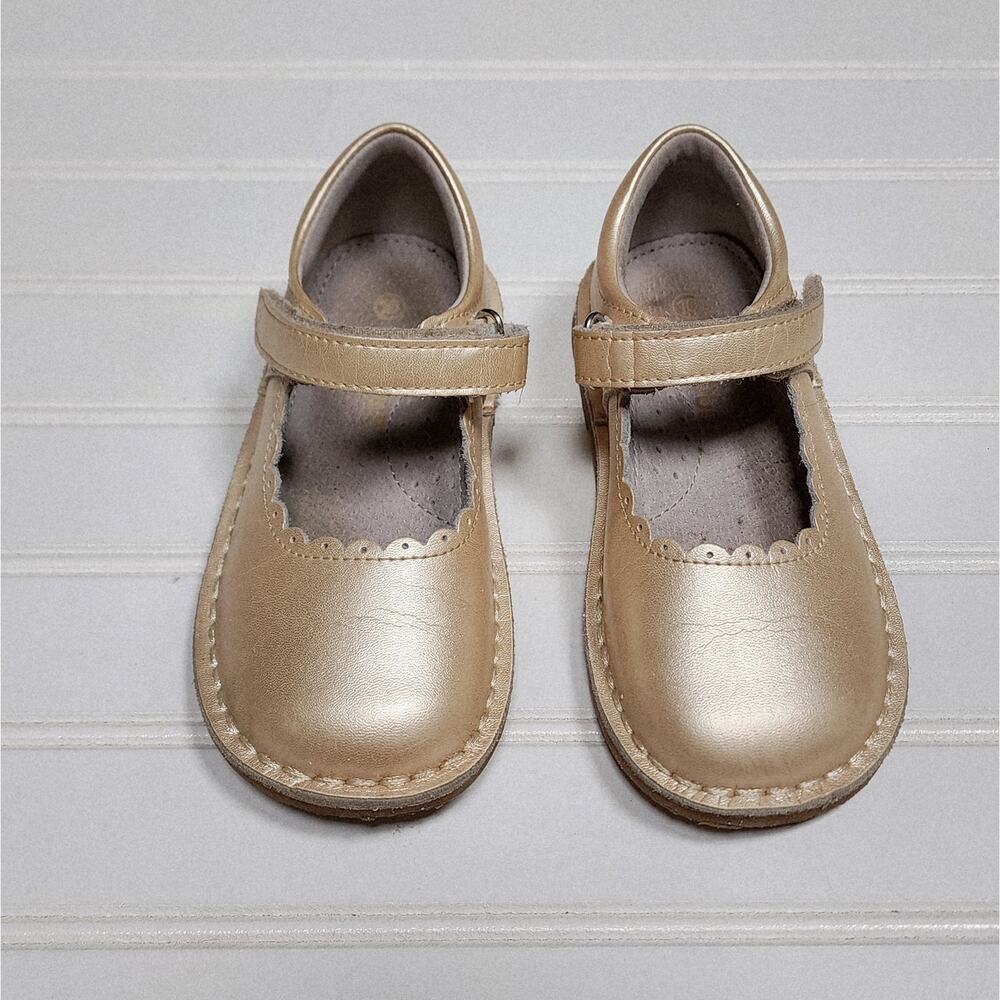 L'Amour Girls Caitlin Metallic Gold Leather Mary Jane Shoes Size 10 Toddler - Picture 3 of 10